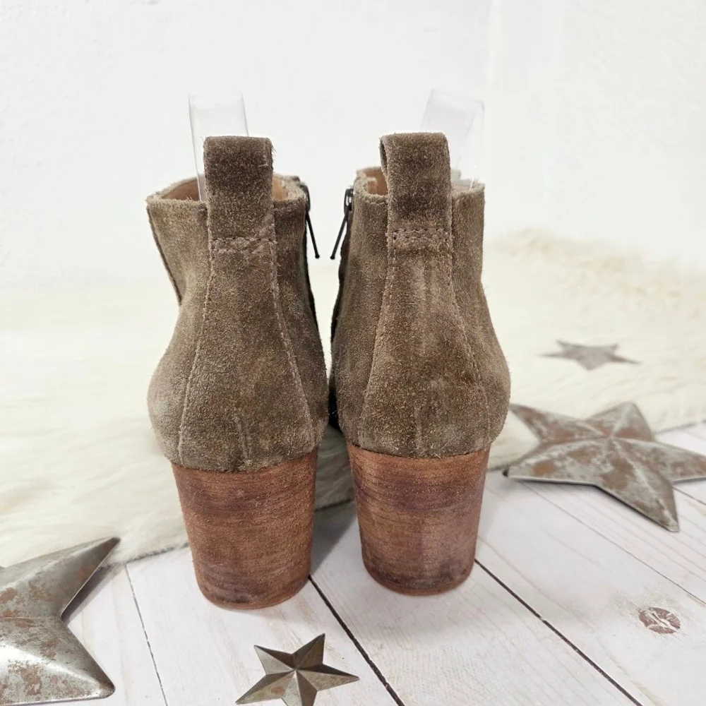 Madewell The Brenner ankle boot dark olive brown suede booties women's size 8